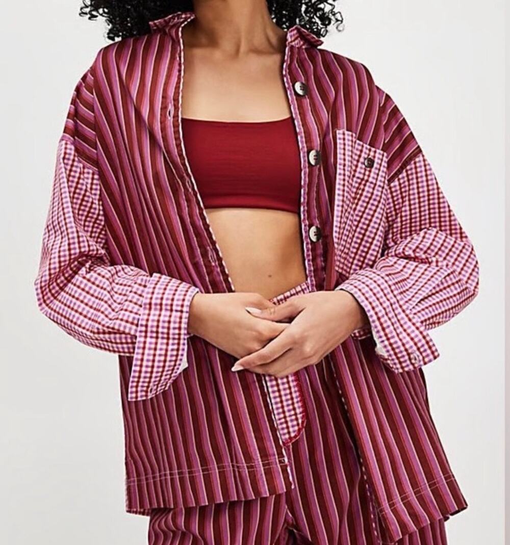 Intimately Free People Milk + Cookies Candy Cane Lounge Top sz S